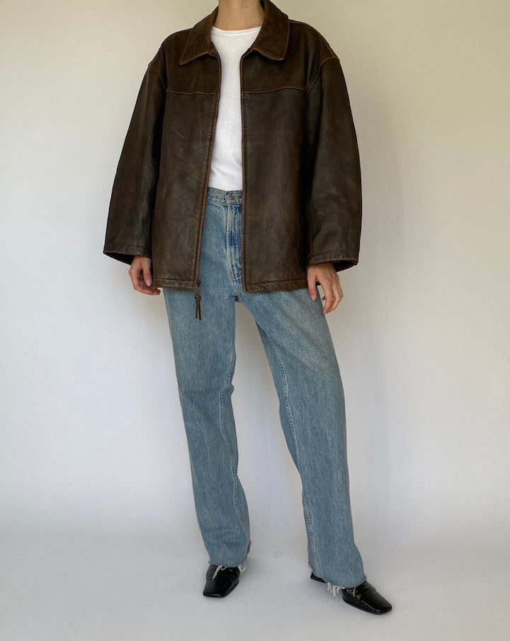 Vintage Leather Jacket in Dark Brown 5431