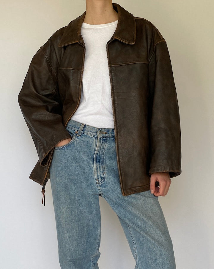 Vintage Leather Jacket in Dark Brown 5431