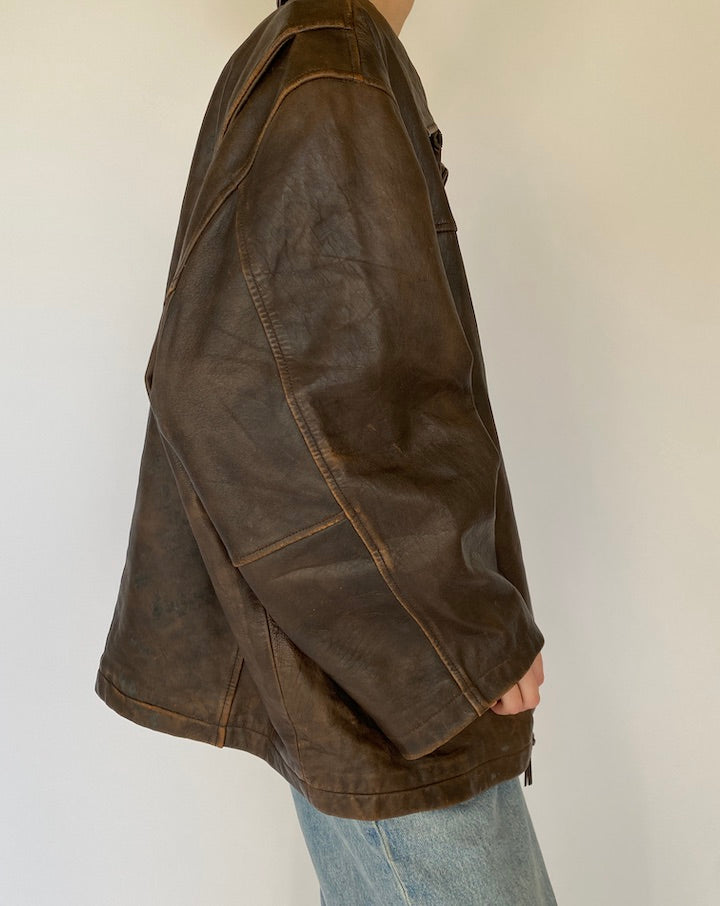 Vintage Leather Jacket in Dark Brown 5431