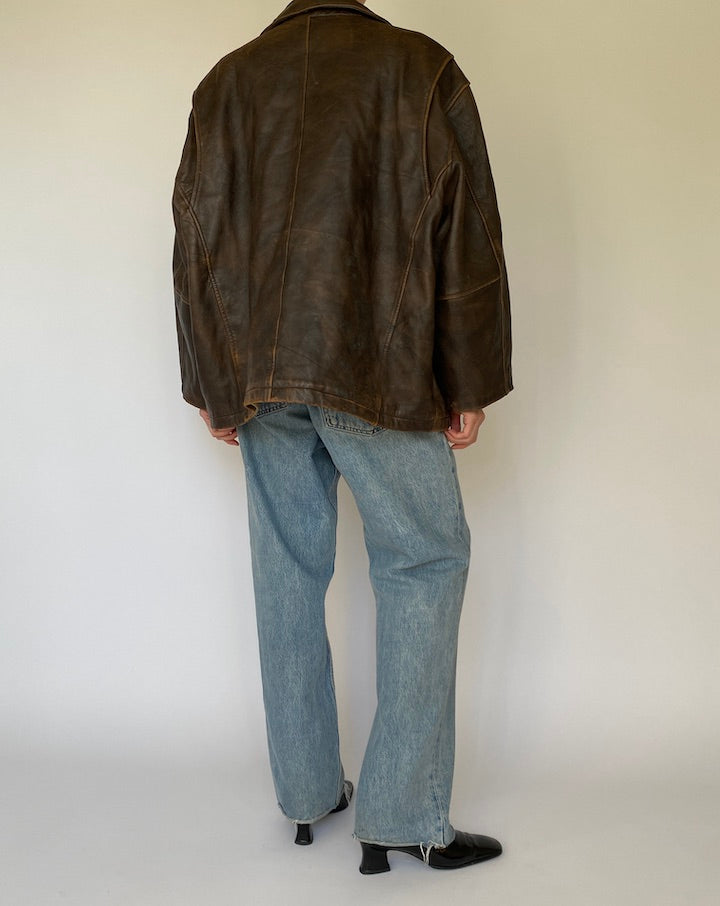 Vintage Leather Jacket in Dark Brown 5431