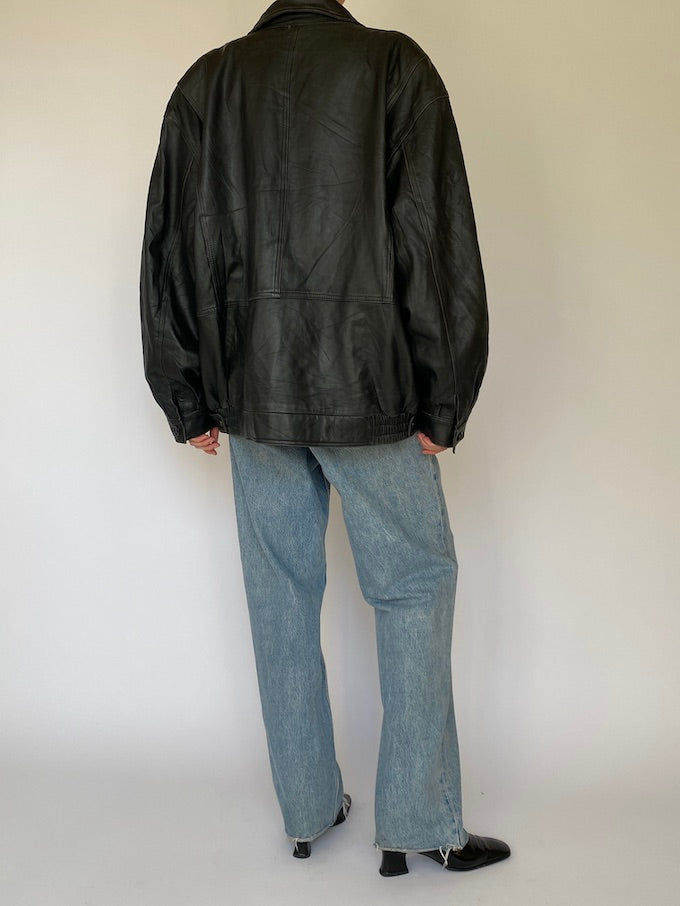 Vintage black leather jacket 5391