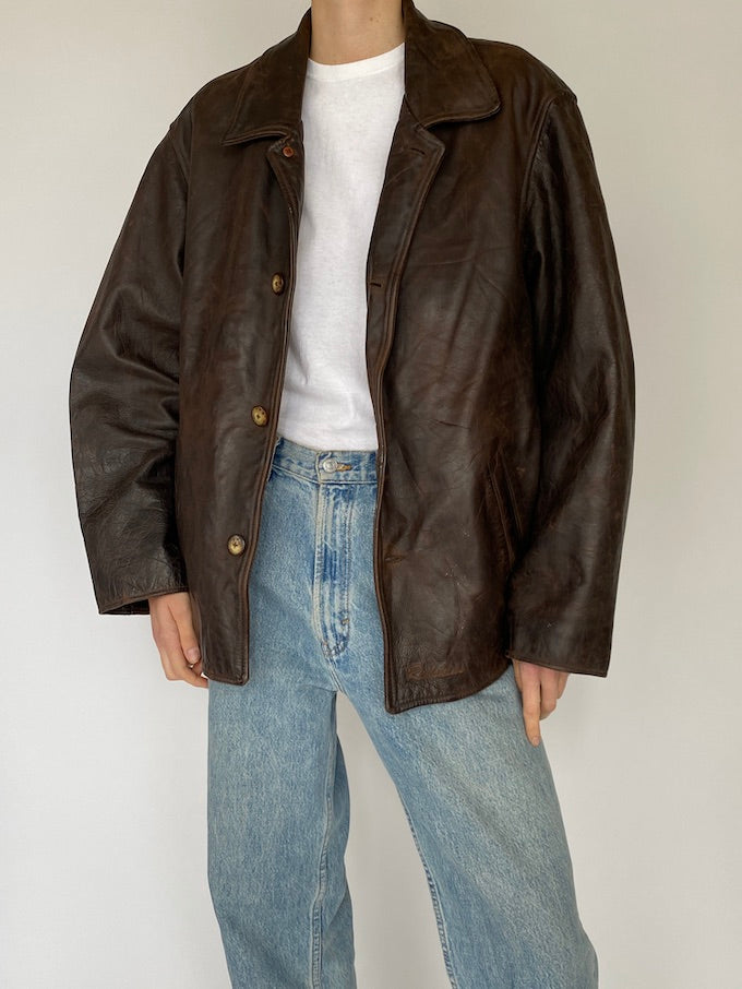 Vintage leather jacket in a dark brown 5455