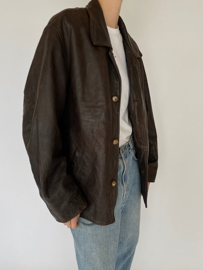 Vintage leather jacket in a dark brown 5455