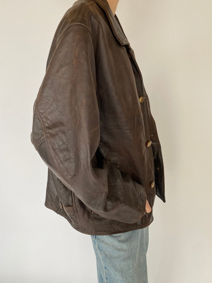Vintage leather jacket in a dark brown 5455