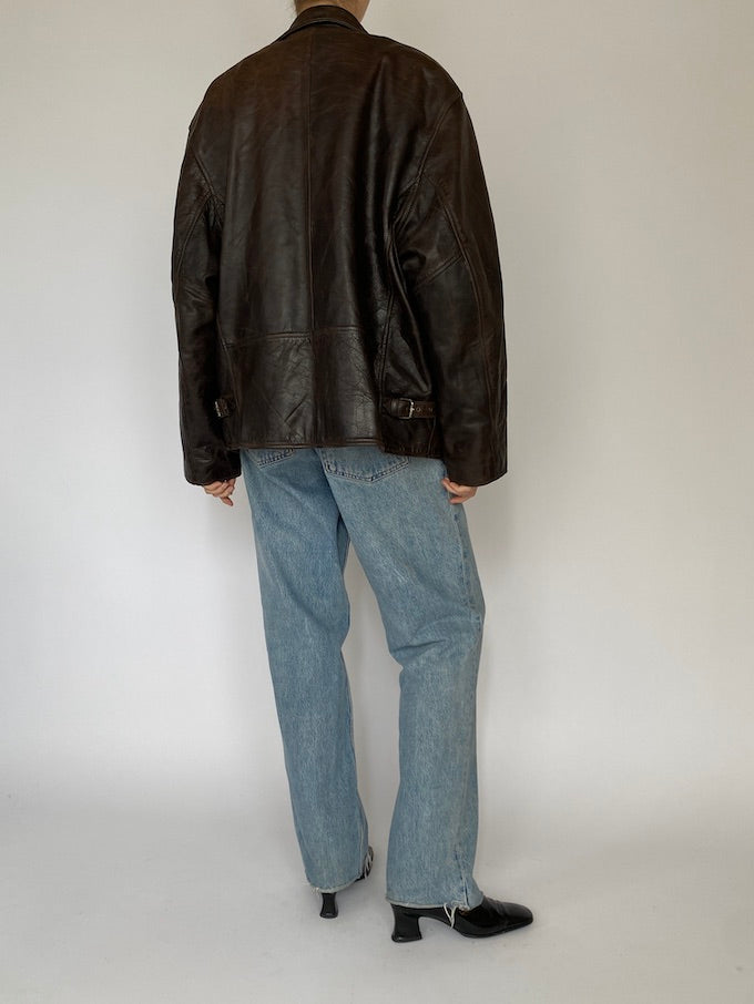 Vintage leather jacket in a dark brown 5455