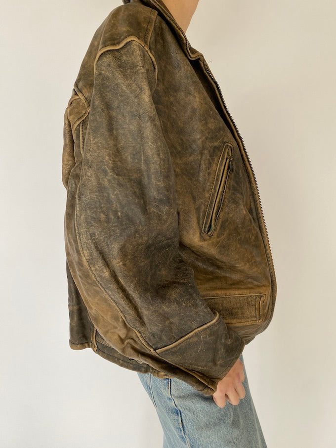 Vintage distressed leather jacket 5448