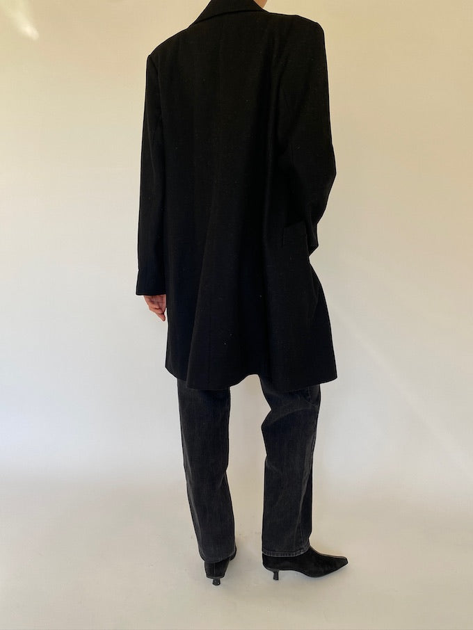 Vintage wool-blended coat in black 5712