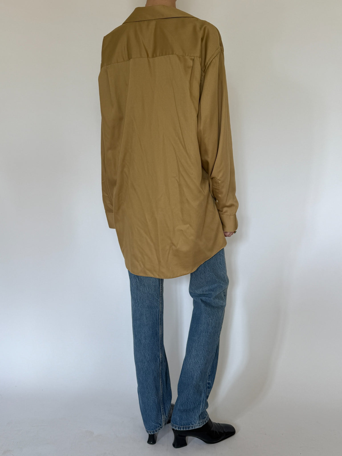 Vintage oversized ochre button-up shirt
