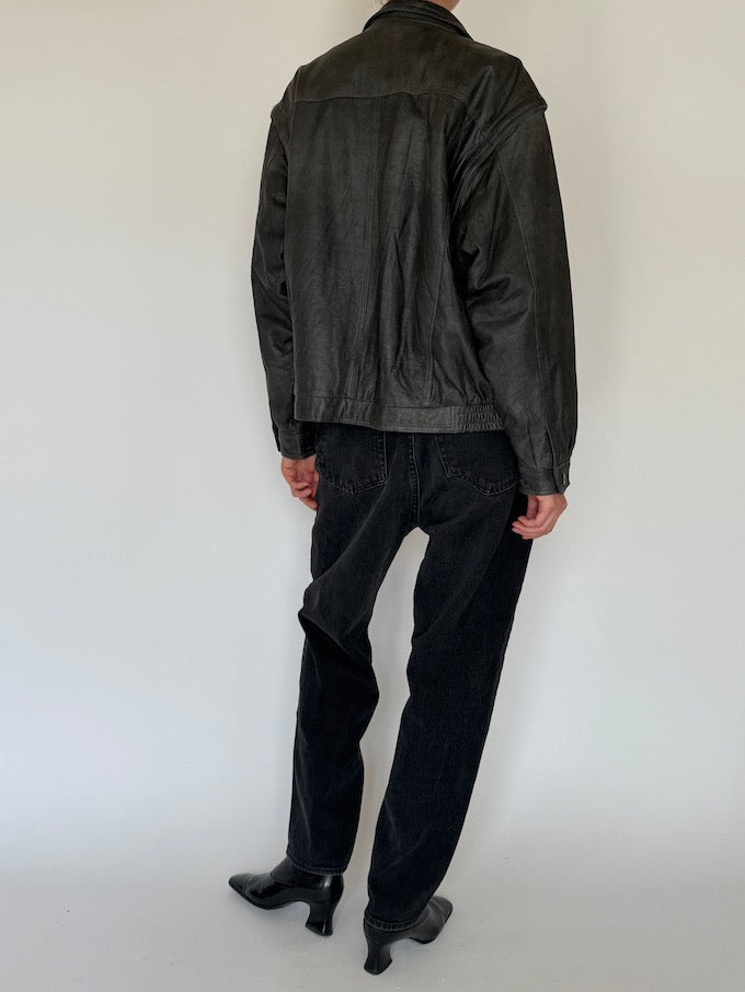 Vintage charcoal leather jacket 5368
