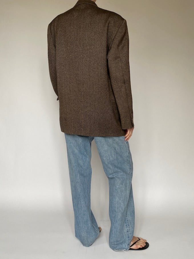 Vintage brown Oscar de la Renta wool blazer 5242