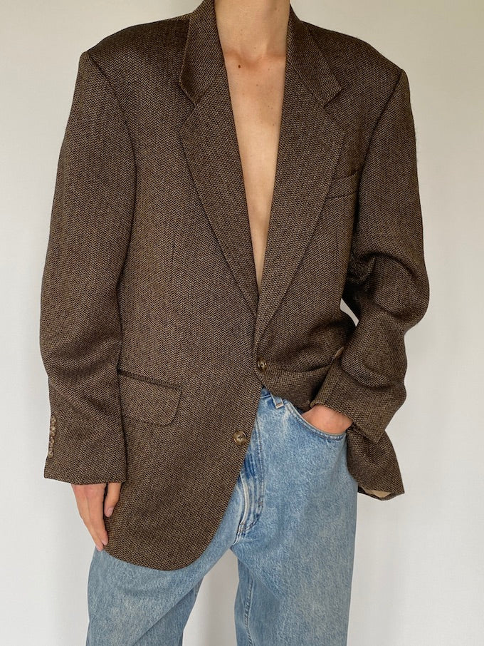 Vintage brown Oscar de la Renta wool blazer 5242