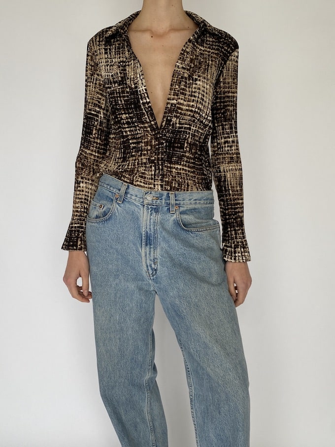 Vintage Animal Printed Blouse 3898