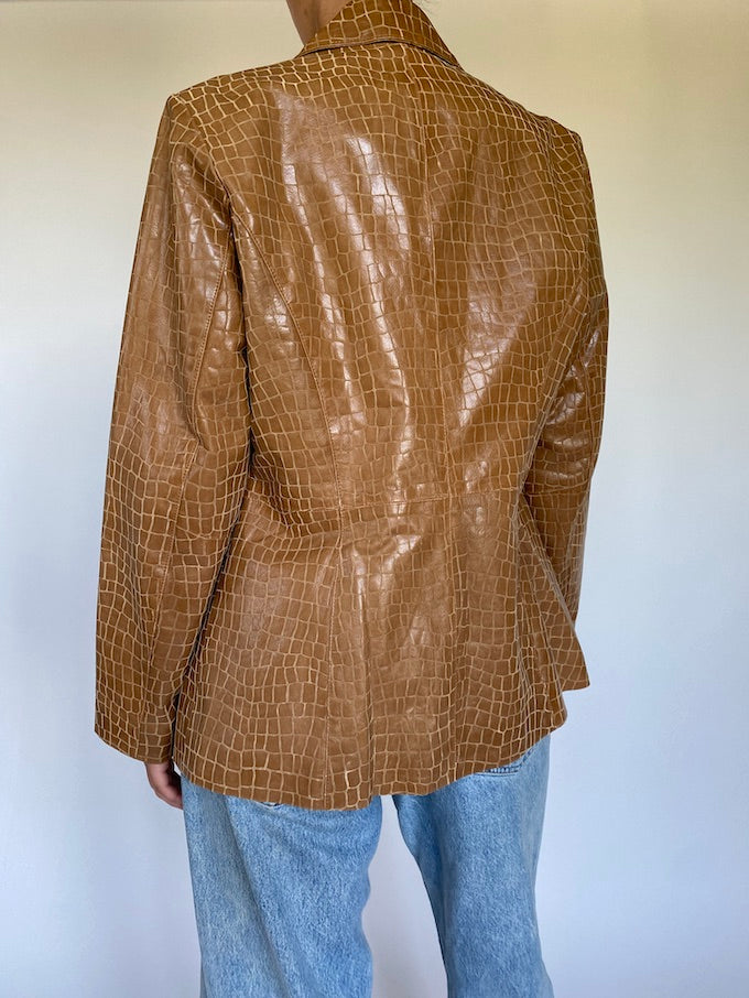 Vintage embossed croc leather jacket 5649