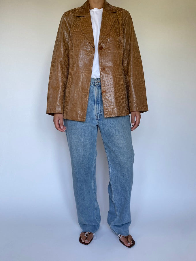 Vintage embossed croc leather jacket 5649
