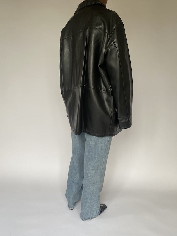 Vintage black faux leather jacket 4870