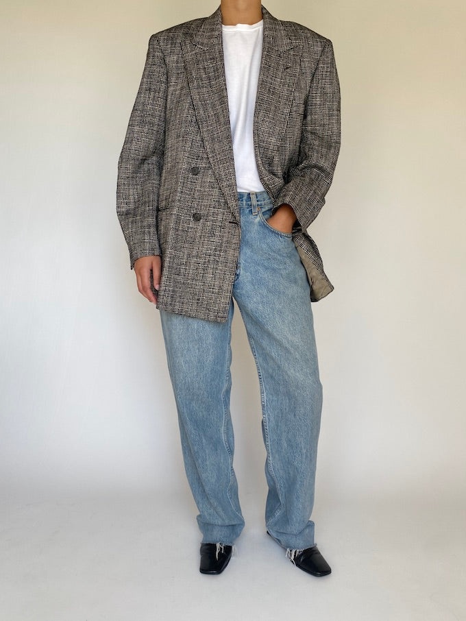 Vintage double breasted black and white blazer 5434