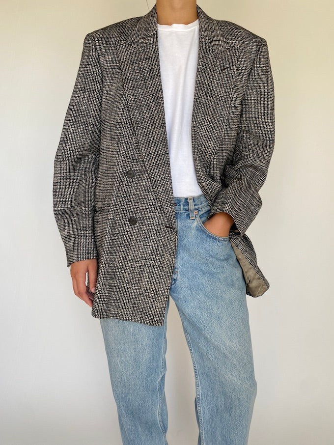 Vintage double breasted black and white blazer 5434