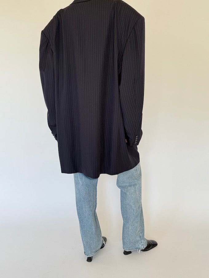 Vintage oversized pinstriped blazer in navy 5690