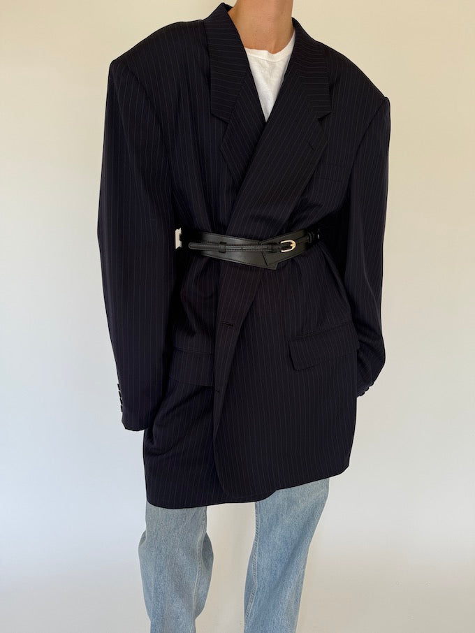 Vintage oversized pinstriped blazer in navy 5690