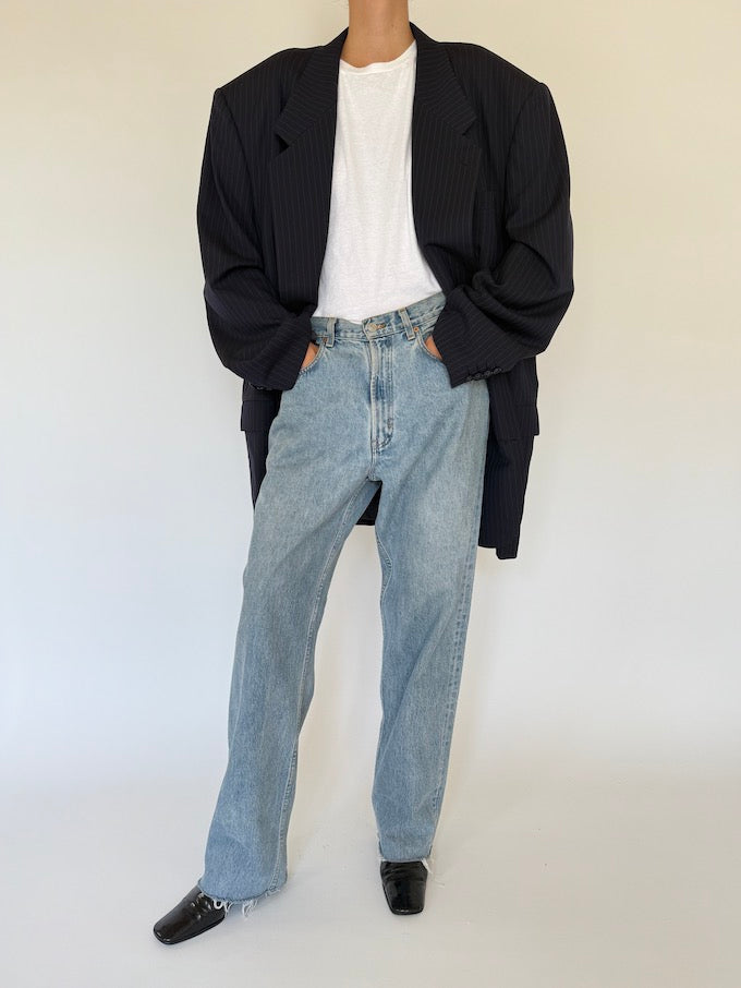 Vintage oversized pinstriped blazer in navy 5690