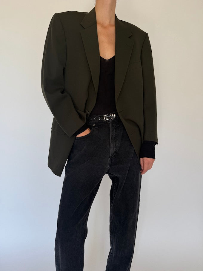 Vintage wool blazer in dark green 5754
