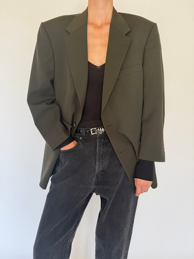 Vintage wool blazer in dark green 5754