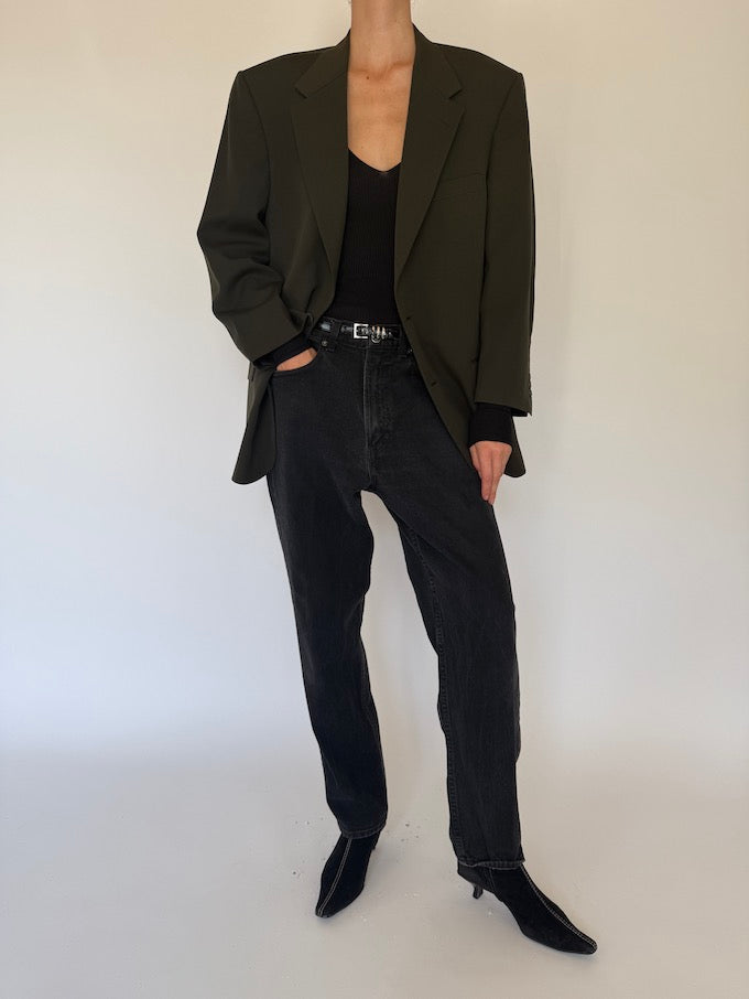 Vintage wool blazer in dark green 5754