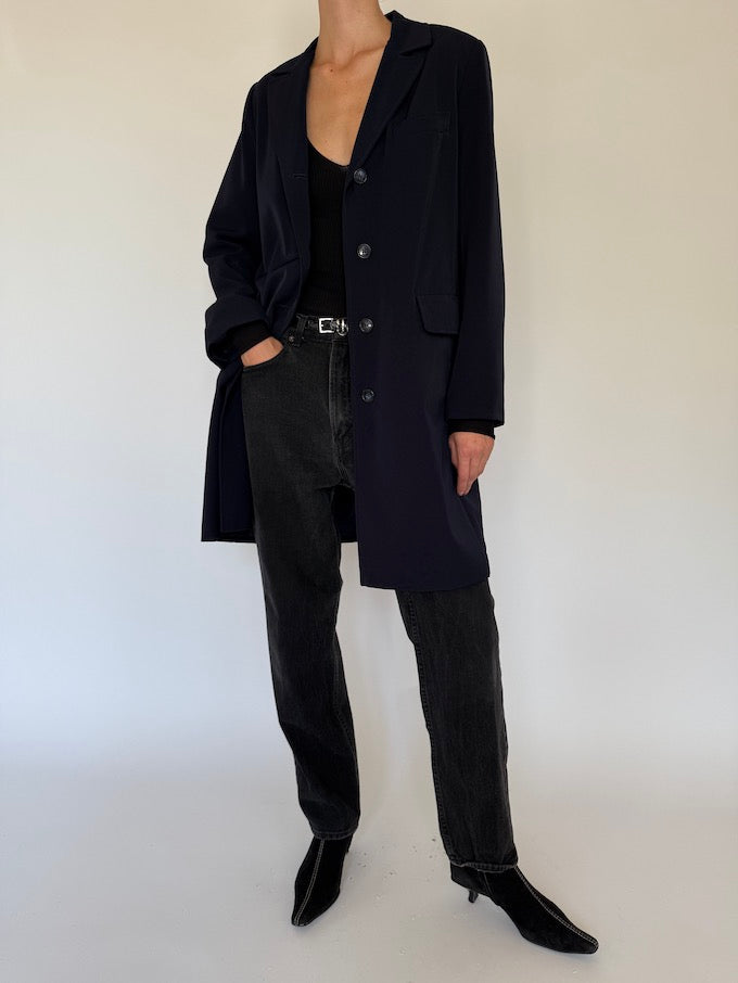 Vintage long coat in navy 5741