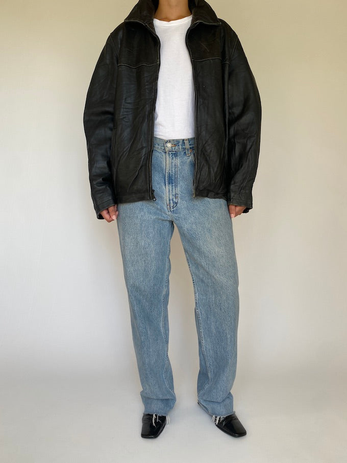 Vintage leather jacket in black 5394