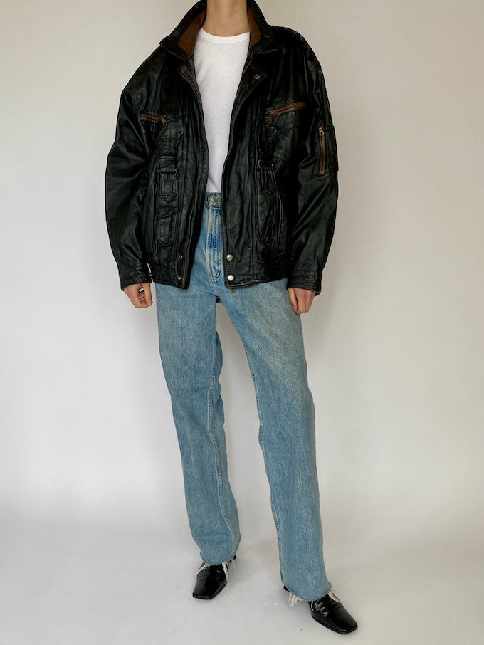 Vintage Black leather jacket 5453