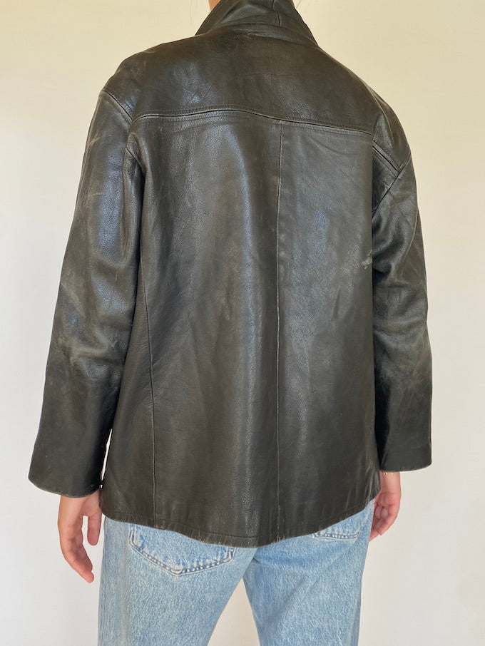 Vintage leather jacket in black 5429