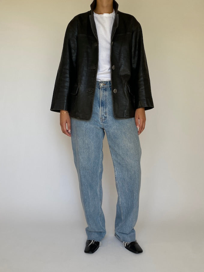 Vintage leather jacket in black 5429