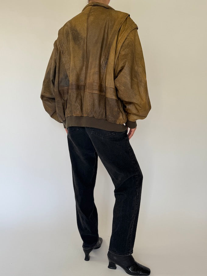 Vintage oversized leather jacket in honey brown 5407
