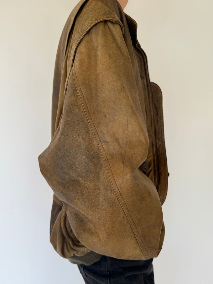 Vintage oversized leather jacket in honey brown 5407