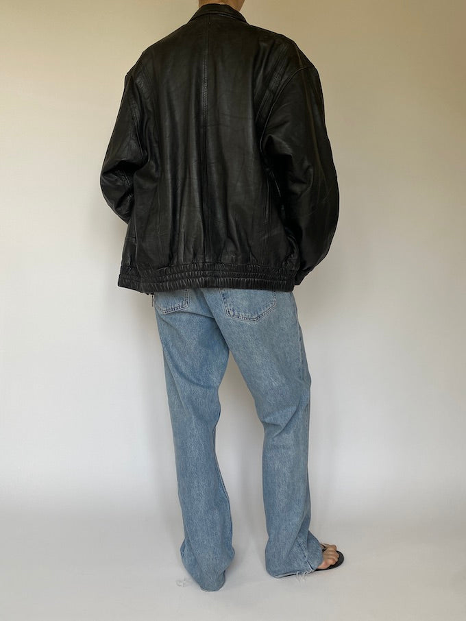 Vintage black leather jacket 5563