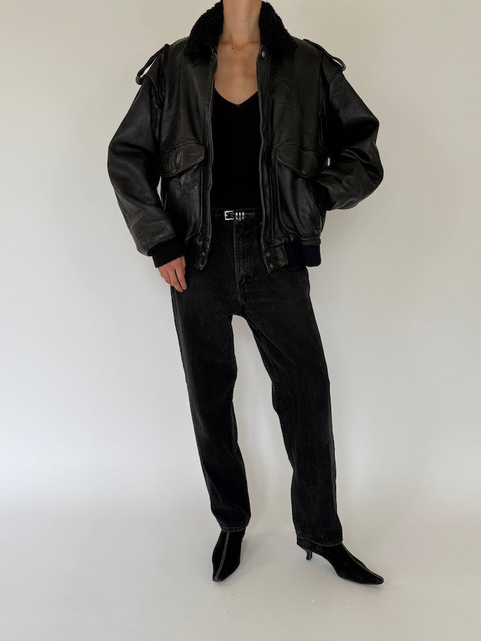 Vintage Leather jacket in Black 5435