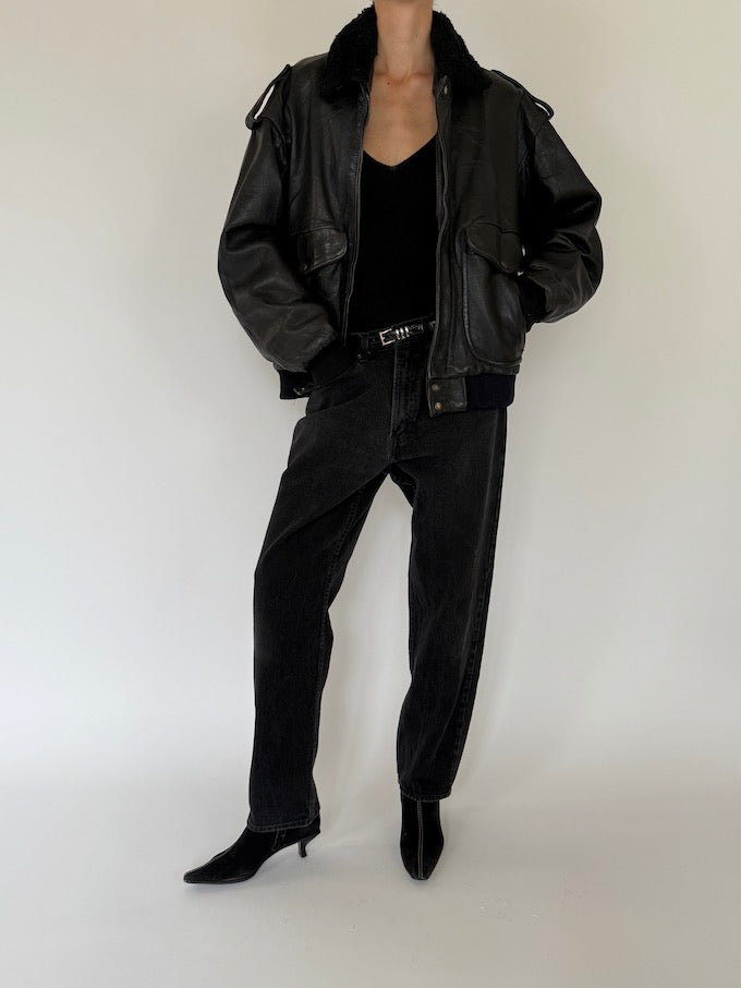 Vintage Leather jacket in Black 5435