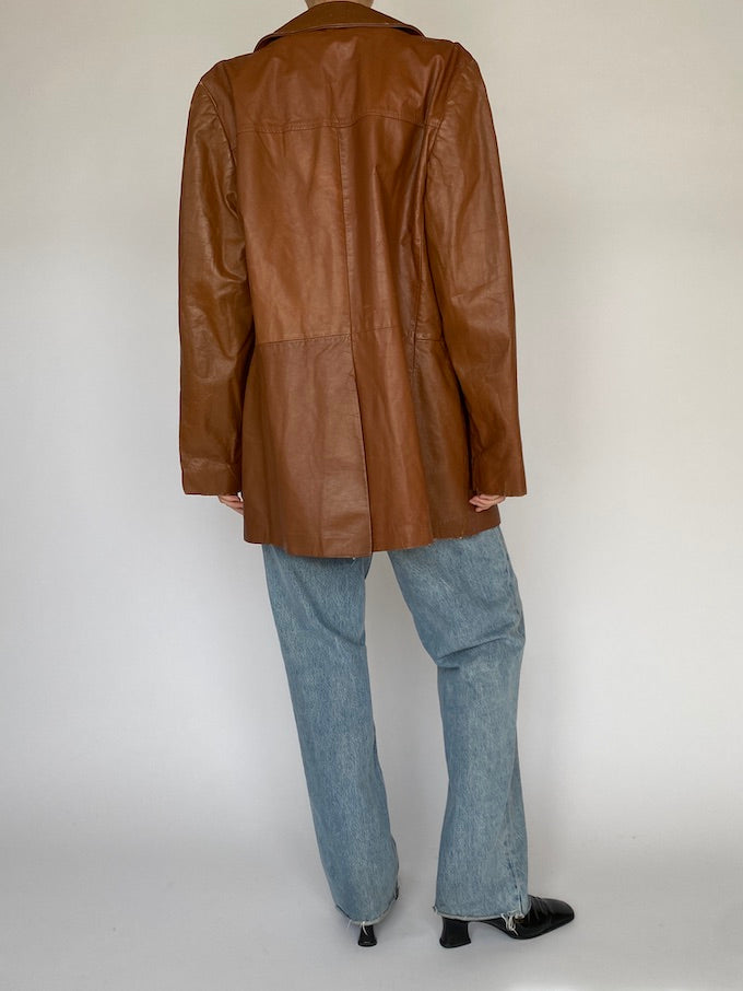 Vintage brown leather jacket 5085