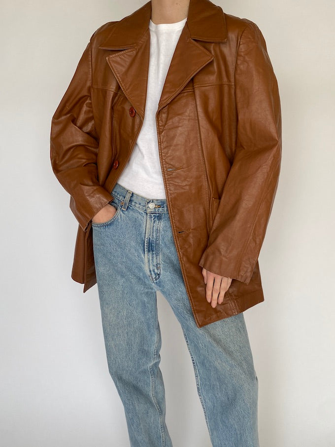 Vintage brown leather jacket 5085