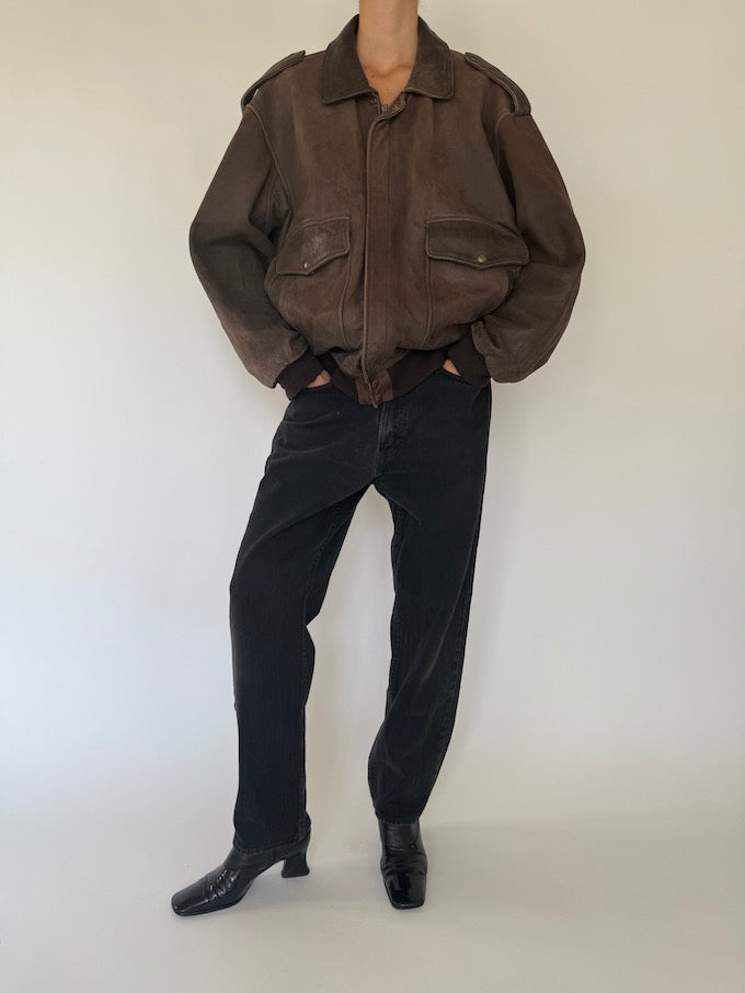 Vintage oversized leather jacket in brown 5406