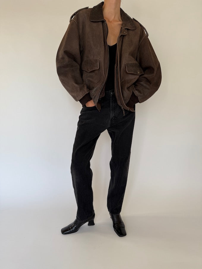 Vintage oversized leather jacket in brown 5406