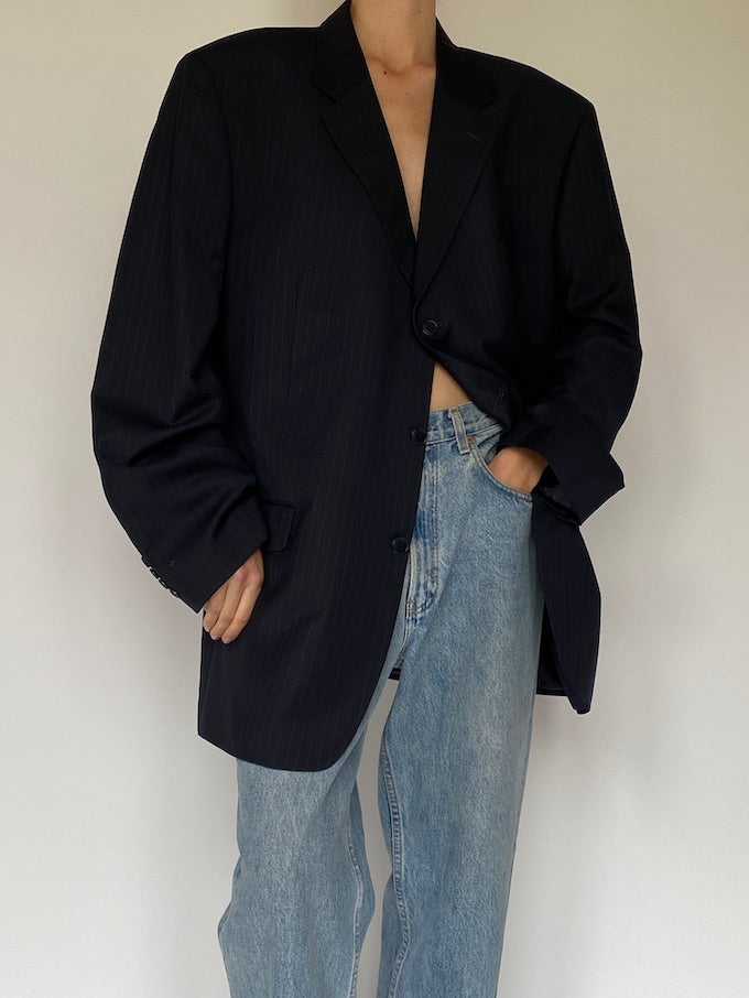 Vintage oversized pinstriped blazer in navy 5571