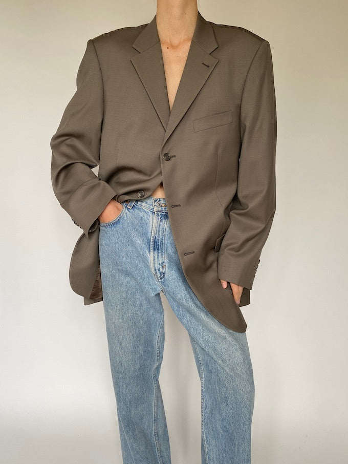 Vintage beige oversized wool blazer 5281