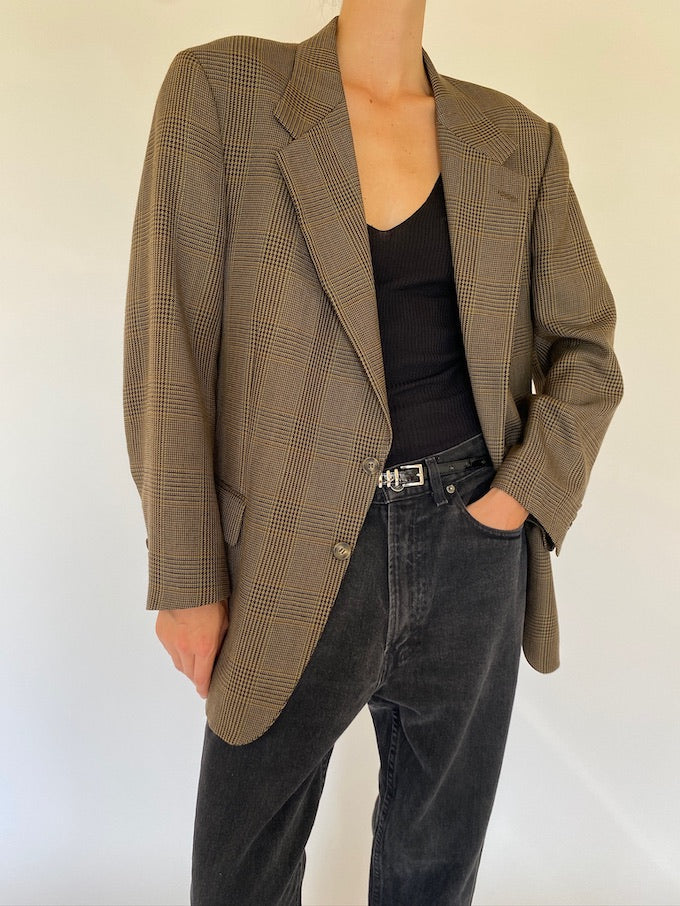 Vintage checked blazer in brown 5732