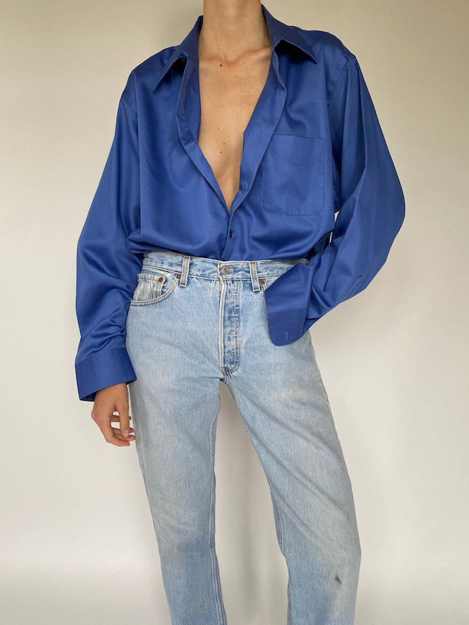 Vintage oversized shirt in blue 5589
