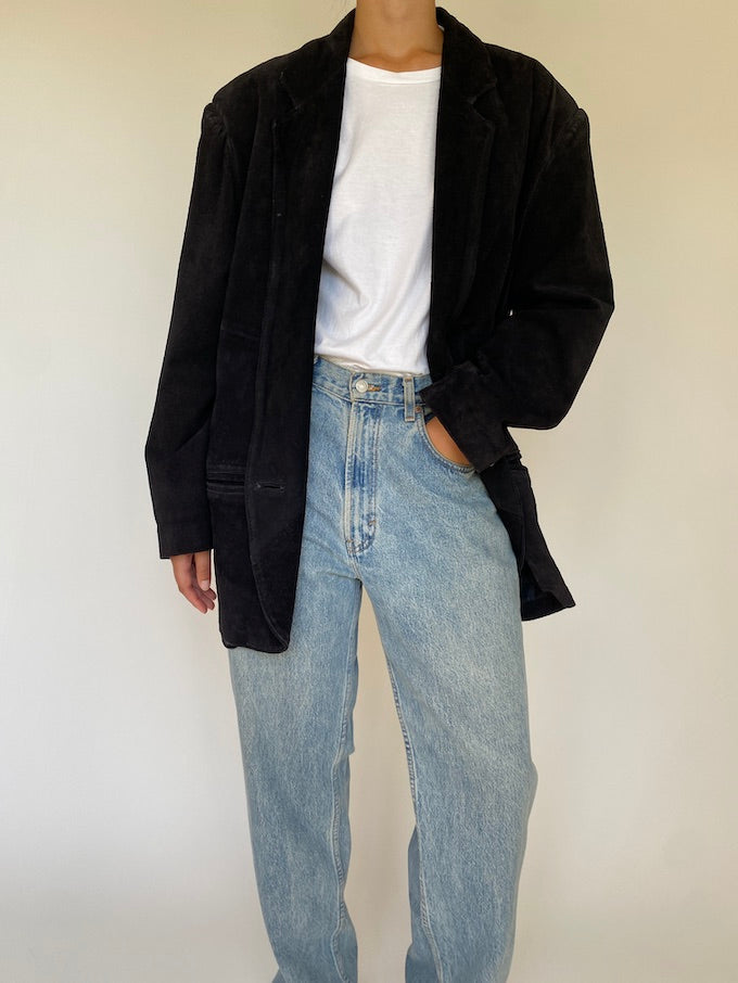 Vintage black suede leather jacket 5107