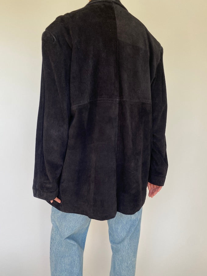 Vintage black suede leather jacket 5107