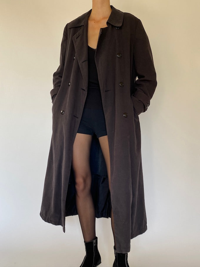Vintage oversized long coat in black 5728