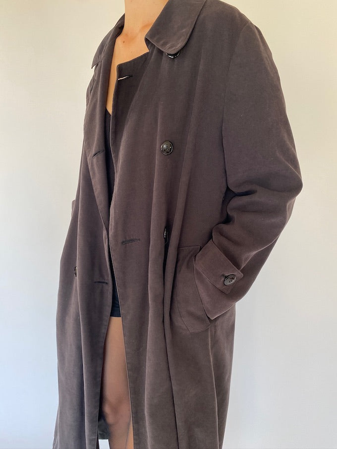 Vintage oversized long coat in black 5728