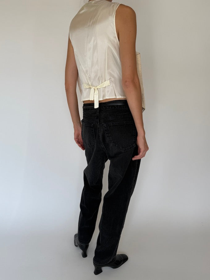 Vintage beige textured vest 4418